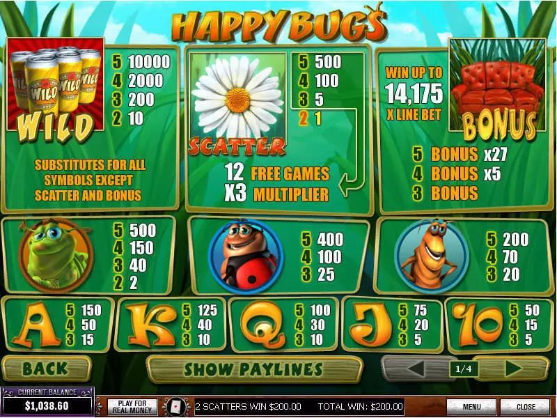 Happy Bugs Slots PlayTech Free Spins