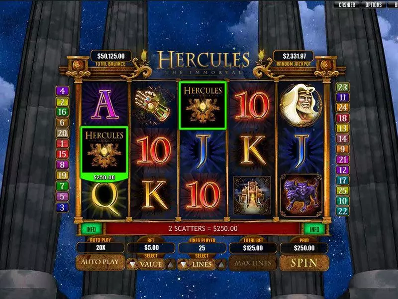 Hercules the Immortal Slots RTG Free Spins