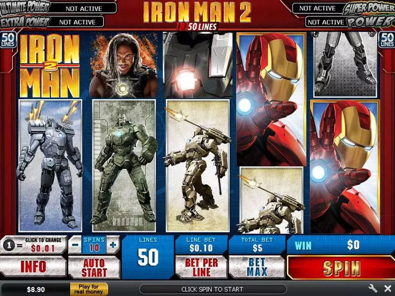 Iron Man 2 50 Line Slots PlayTech Jackpot bonus game