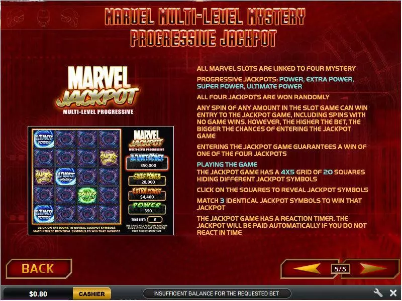 Iron Man Slots PlayTech Jackpot bonus game
