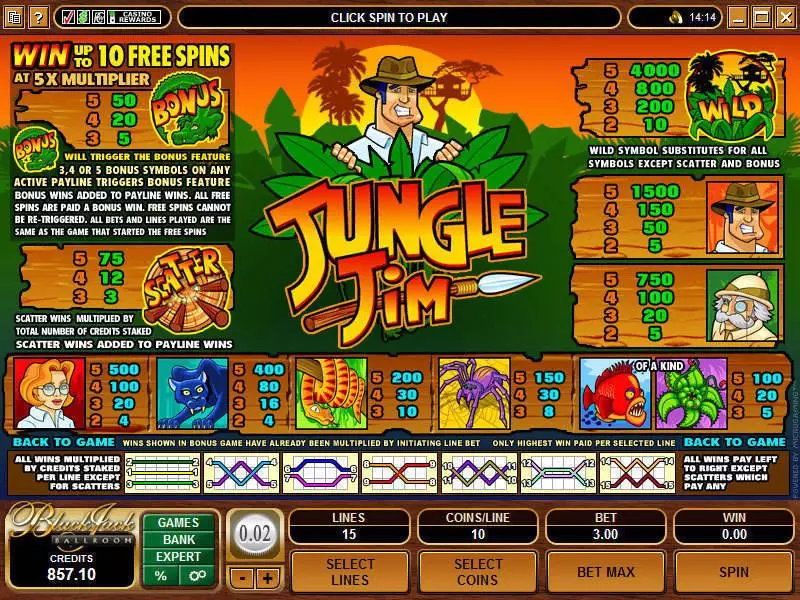 Jungle Jim Slots Microgaming Free Spins