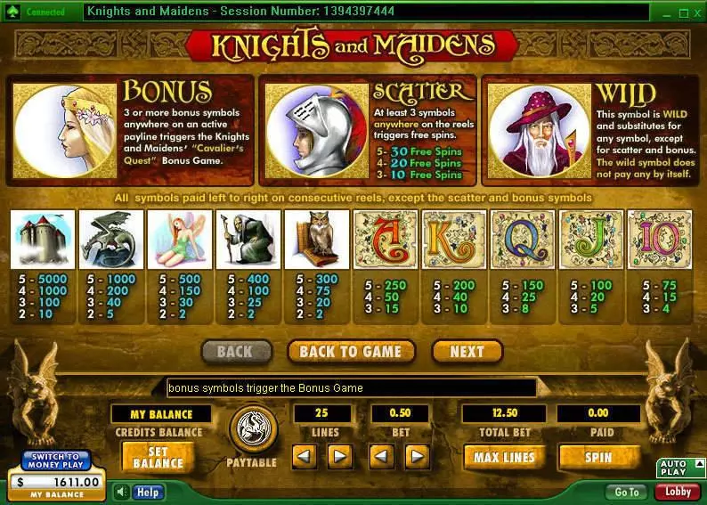 Knights and Maidens Slots 888 Free Spins