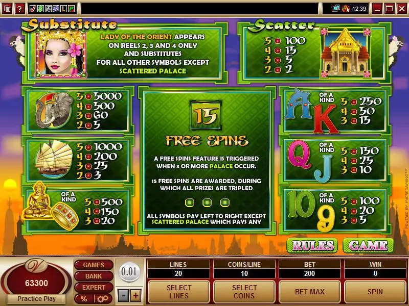 Lady of the Orient Slots Microgaming Free Spins