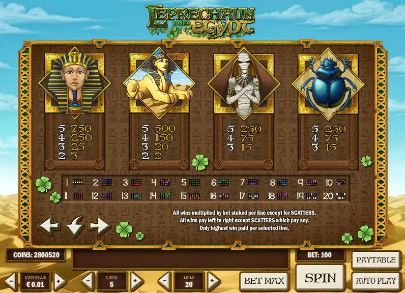Leprechaun goes Egypt Slots Play'n GO On Reel Game