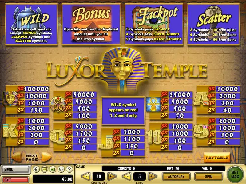 Luxor Temple Slots GTECH Free Spins