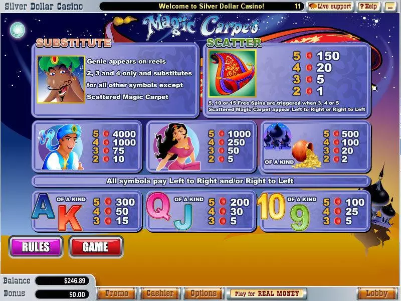 Magic Carpet Slots WGS Technology Free Spins