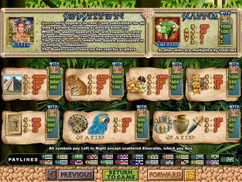 Mayan Queen Slots RTG Free Spins