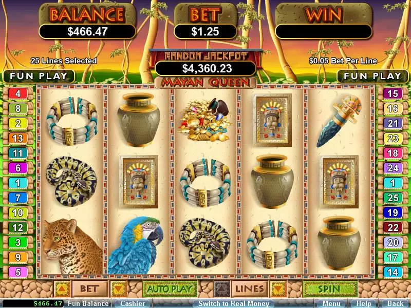 Mayan Queen Slots RTG Free Spins