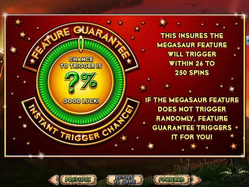 Megasaur Slots RTG Feature Guarantee