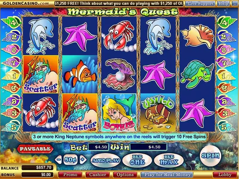 Mermaid's Quest Slots WGS Technology Free Spins