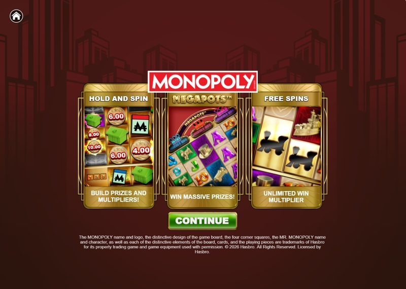 Monopoly Megapots Slots Big Time Gaming Bonus BuyFree SpinsHold and SpinMegapots