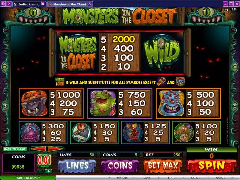 Monsters in the Closet Slots Microgaming Free Spins
