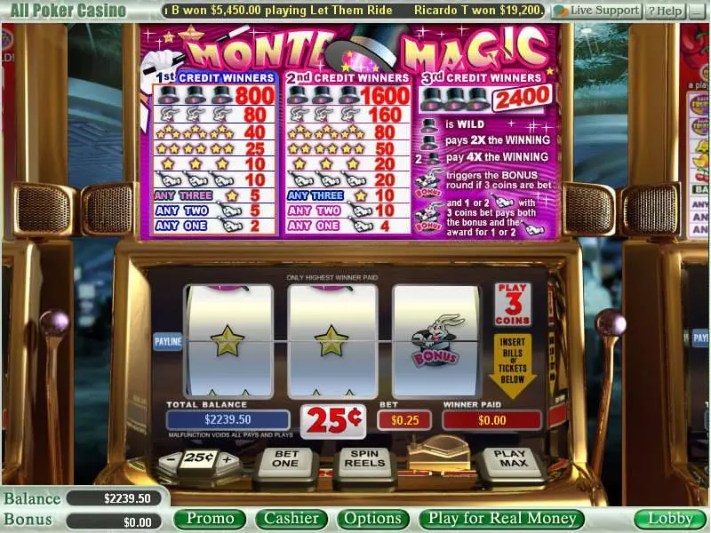Monte Magic Slots WGS Technology Second Screen Game