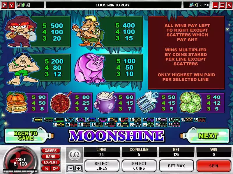 Moonshine Slots Microgaming Free Spins