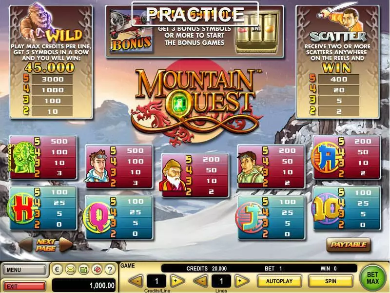 Mountain Quest Slots GTECH Second Screen Game