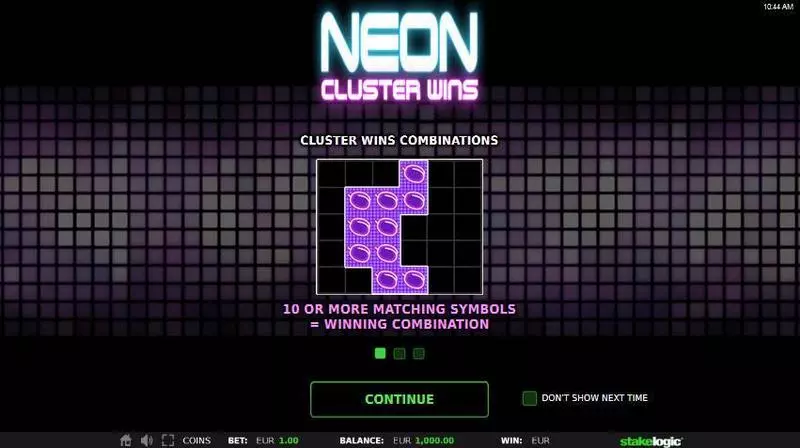 Neon Cluster Wins Slots StakeLogic Free Spins