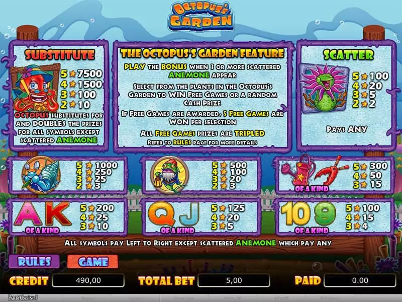 Octopus's Garden Slots bwin.party Free Spins
