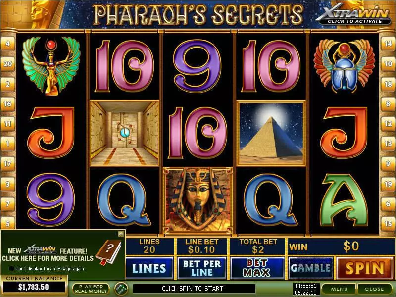 Pharaoh's Secrets Slots PlayTech Free Spins