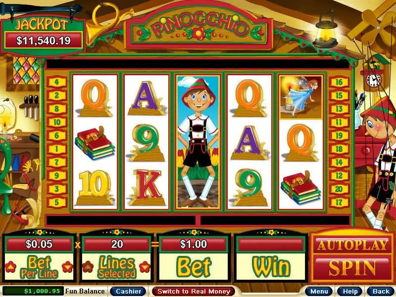 Pinocchio Slots RTG Free Spins