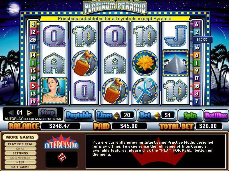 Platinum Pyramid Slots CryptoLogic Free Spins