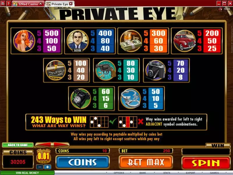 Private Eye Slots Microgaming Free Spins