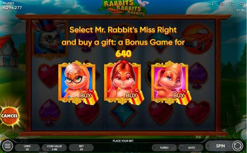 Rabbits, Rabbits, Rabbits! Slots Endorphina Bonus-Pop
