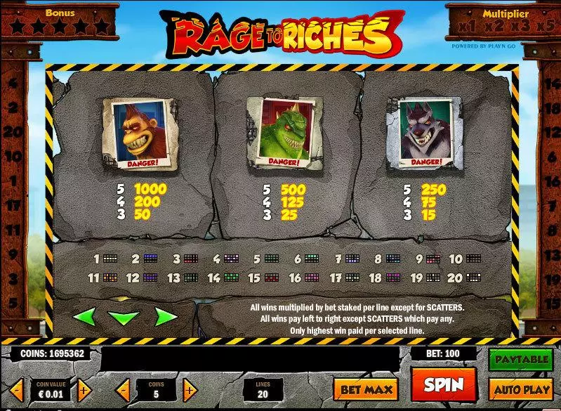 Rage to Riches Slots Play'n GO On Reel Game