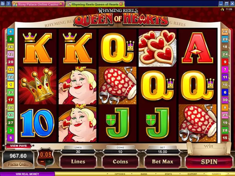 Rhyming Reels - Queen of Hearts Slots Microgaming Free Spins