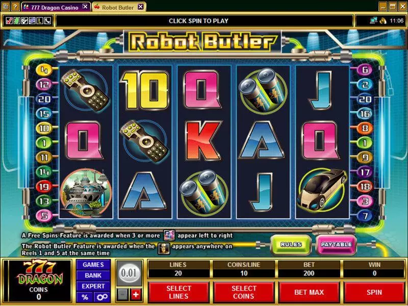 Robot Butler Slots Microgaming Free Spins