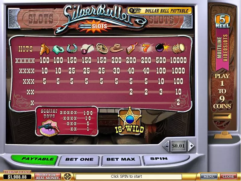 Silver Bullet Slots PlayTech Second Screen Game