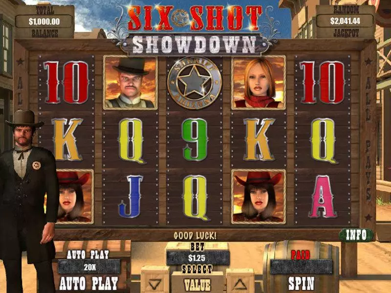 Six Shot Showdown Slots RTG Second Screen Game
