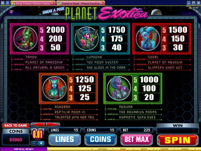 Sneak a Peek - Planet Exotica Slots Microgaming Free Spins