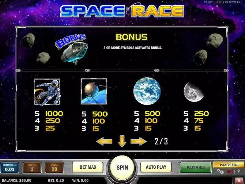 Spacerace Slots Play'n GO Free Spins
