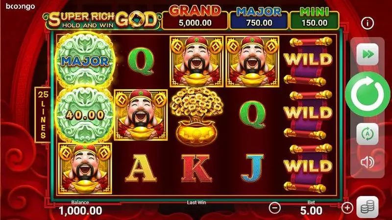 Super Rich God: Hold and Win Slots Booongo Free Spins