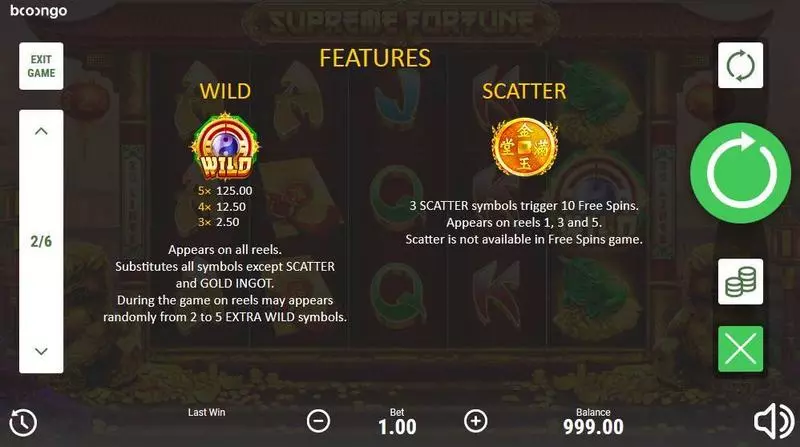 Supreme Fortune Slots Booongo Free Spins