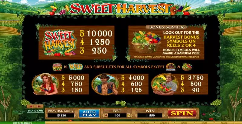 Sweet Harvest Slots Microgaming Free Spins