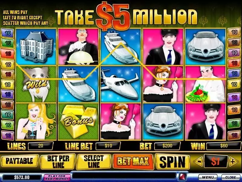 Take 5 Million Dollars Slots PlayTech Free Spins