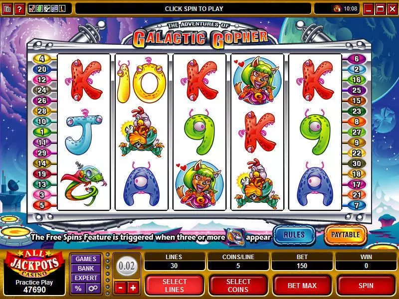 The Adventures of the Galactic Gopher Slots Microgaming Free Spins
