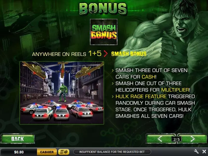 The Incredible Hulk 50 Line Slots PlayTech Jackpot bonus game