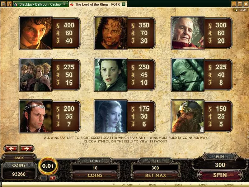 The Lord of the Rings - The Fellowship of the Ring Slots Microgaming Free Spins