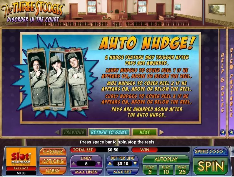 The Three Stooges Disorder in the Court Slots NuWorks Auto Nudge