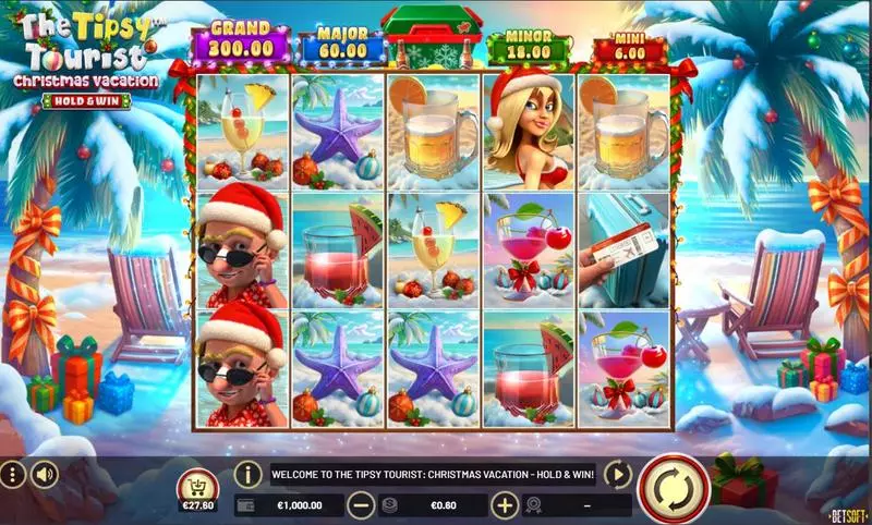 The Tipsy Tourist - Christmas Vacation Slots BetSoft Buy FeatureCollect BonusHold and Win