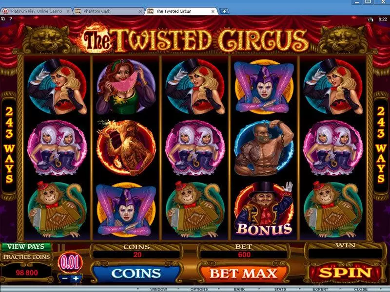 The Twisted Circus Slots Microgaming Free Spins