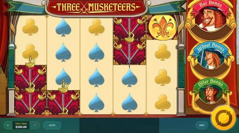 Three Musketeers Slots Red Tiger Gaming Second Screen Game