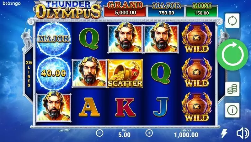 Thunder of Olympus Slots Booongo Free Spins