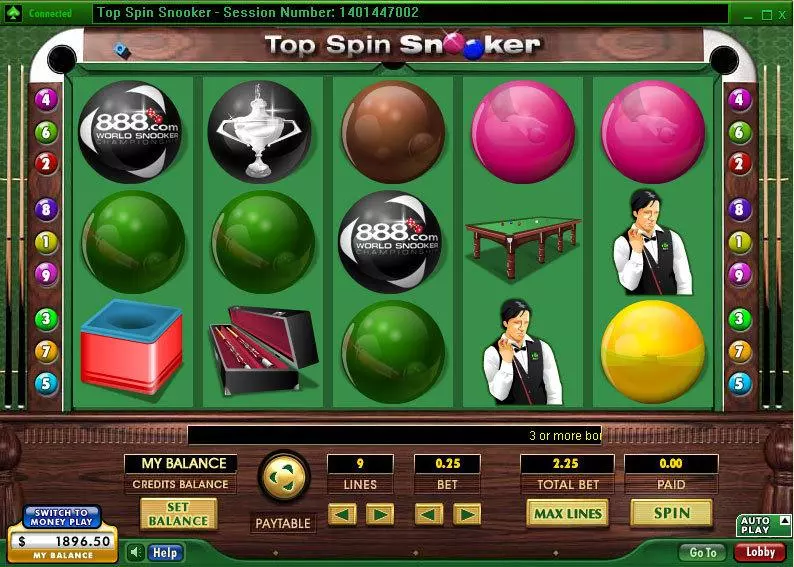Top Spin Snooker Slots 888 Free Spins