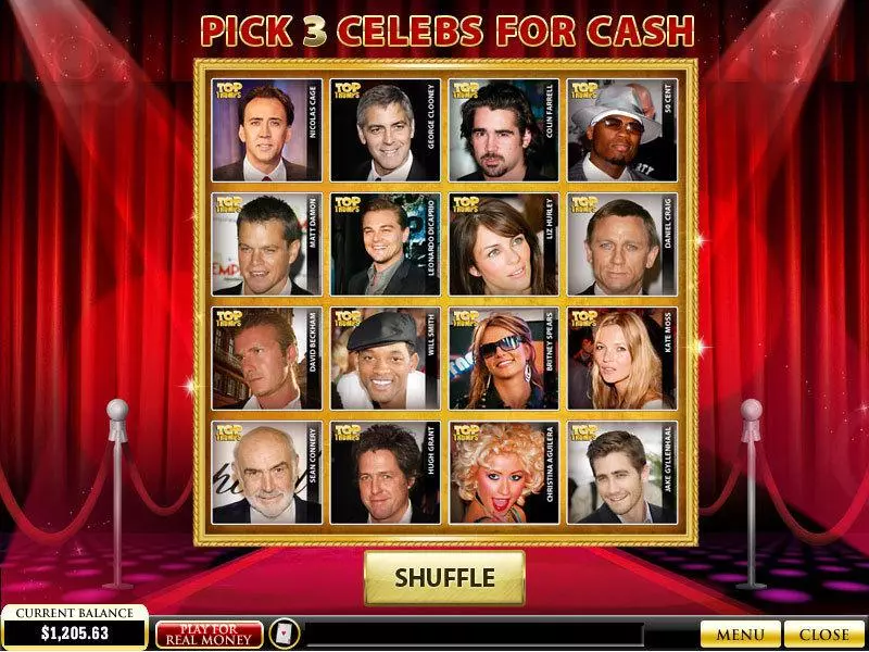 Top Trumps Celebs Slots PlayTech Free Spins