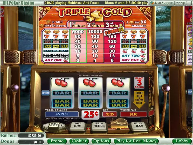 Triple Gold Slots WGS Technology 