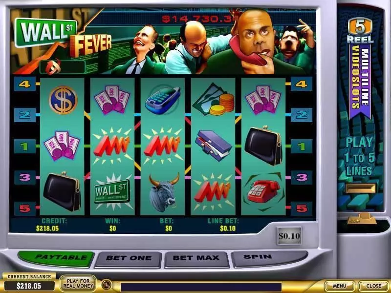 Wall st Fever 5 Line Slots PlayTech Free Spins