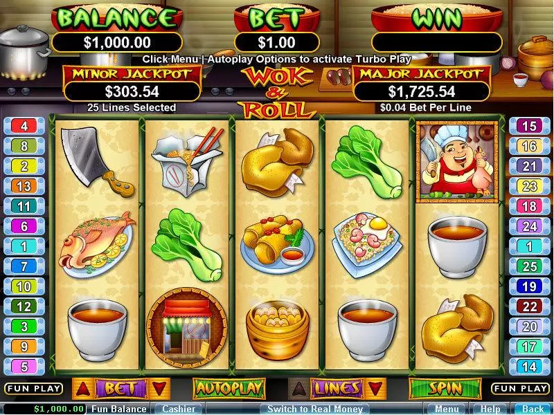 Wok and Roll Slots RTG Free Spins